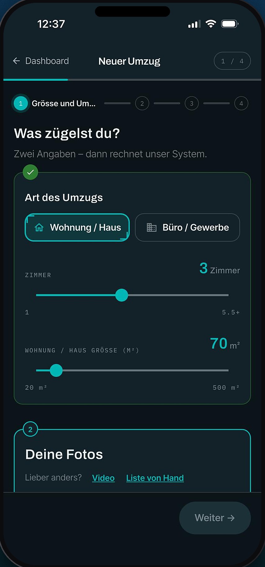 Eine weitere Ansicht der App